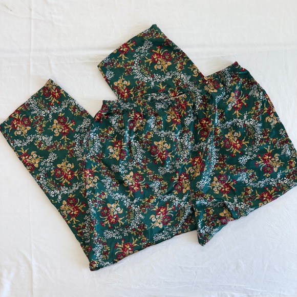 Vintage Gold Tag Victoria's Secret Floral Pajama Pants Women's Green Red Bottoms - Picture 1 of 3